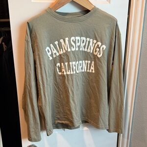 H&M Green Long Sleeve Tee with White Print